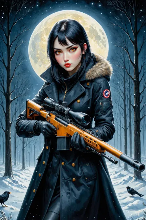 by Harumi Hironaka and Bill Jacklin in the style of Catherine Hyde, using a sniper rifle <lora:sniper_rifle:0.50> <lora:more_art:0.30><lora:huge_anime_eyes:0.85><lora:attractive:0.75><lora:great_lighting:1.00><lora:aesthetic:0.85><lora:photorealistic_portrait:0.85><lora:clothing_slider:2.00><lora:RMSDXL_Enhance:0.45><lora:RMSDXL_Creative:0.40><lora:RMSDXL_Photo:0.45><lora:RMSDXL_Darkness_Cinema:0.50><lora:XDetail_heavy:0.55><lora:perfect_eyes:0.25><lora:perfect_hands:0.25><lora:midjourney:-0.15><lora:looking_at_viewer:0.75>