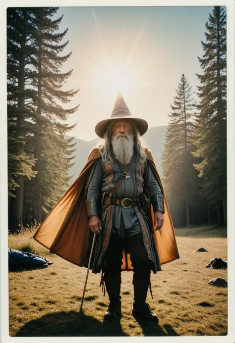 photograph, Plush muscular Gandalf, Paragliding, wearing Desolate Psychedelic Dance costume, split diopter, Screen print, Sun Rays, film grain, Polaroid, 800mm lens, key visual <lora:RMSDXL_Enhance:2> <lora:RMSDXL_Darkness_Cinema:2>