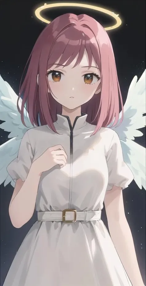 MS, 1girl, solo, upper body, looking at viewer, halo, ((angel wings)), ((white dress)), perfect quality, good quality, masterpiece, HDR, UHD <lora:Mamimi Samejima:0.7>
