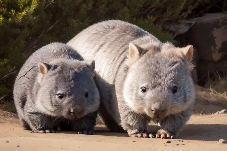 <lora:wombat_v1:0.7> animal, realistic, signature, animal focus, looking at viewer, outdoors, wombat