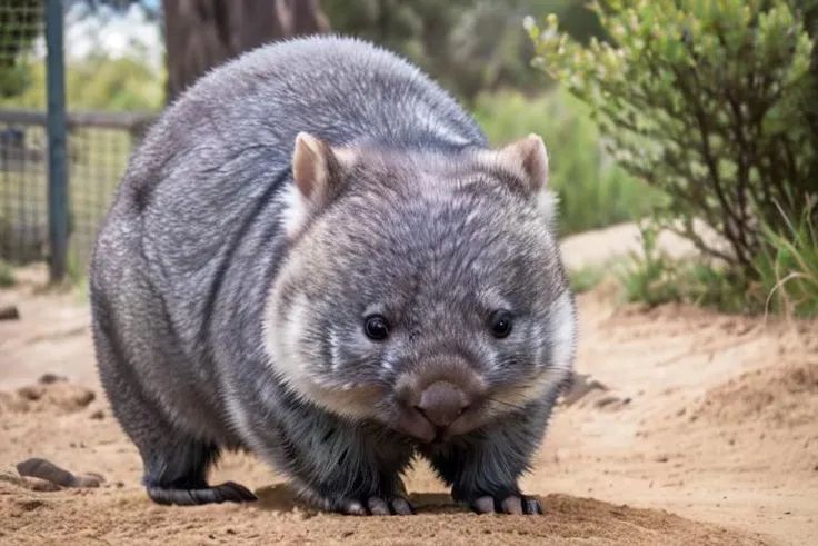 <lora:wombat_v1:0.7> animal, realistic, signature, animal focus, looking at viewer, outdoors, wombat