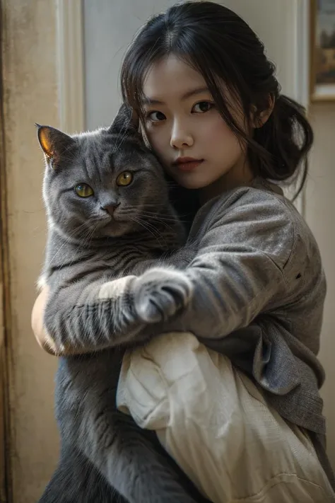masterpiece, best quality, 1girl, <lora:kwFemaleBeta32_v13:0.3>, Chartreux, <lora:Chartreux_v3:0.85>, girl carry cat