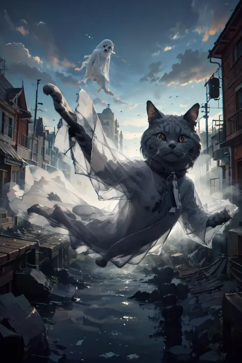 highres, 8k, absurdres, <lora:PAseer-MistyGhost:0.6> (ghost:1.5), floating , horror, ghost,misty, (((flying floating))), outdoor, ((Chartreux)),
<lora:Chartreux_38-000002:0.45> , cat, non_human, <lora:c4ttitudeflexver:0.35> , (c4ttitude:1.2), cat face,