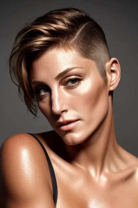 (CR-JenniferEsposito-ParanoidAmerican:0.9), full color portrait of woman, (oiled shiny skin:1.0), (slick undercut hair:1.1), nude, (face close up:1.0),
masterpiece, best quality, sharp focus, highres 8k uhd, ultra-detailed, rim light, deep grey background,