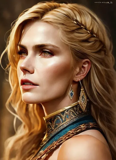 modelshoot style, A stunning intricate full color portrait of (35 years old sks woman:1) as (viking warrior woman), (barbarian), epic character composition, by ilya kuvshinov, alessio albi, nina masic, sharp focus, natural lighting, subsurface scattering, f2, 35mm, film grain, <lora:locon_olga_v1_from_v1_64_32:1.3>