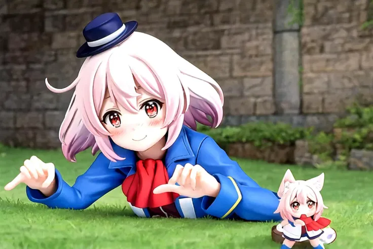 (masterpiece), (best quality), (detailed background, best lighting), ultra-detailed, highly detailed, (((blush))), solo, (happy), (smile),
<BRAKE>
on stone, on grass, (colorful flowers), shadow, sunlight, warm, side lighting,
<BRAKE>
1girl, ahoge, ascot, emullh, gradient hair, hat, jacket, mini hat, nature, pink hair, red eyes, smile, solo, thighhighs, white thighhighs, looking at viewer, animal ears <lora:emullh_00_01:1.0>
