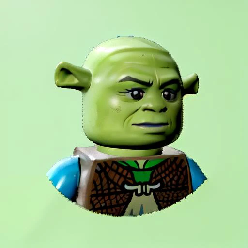 legoavatar, shrek, green skin,
shrk <lora:character_ shrk:1>
upper body, solo,
<lora:legoavatar:0.8>, lego, 3d,