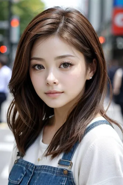 RAW close-up portrait photo, MatsuuraAya wearing casual clothes in busy Tokyo streets, fcDetailPortrait