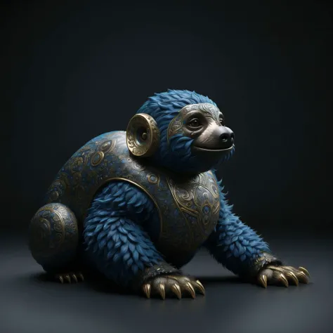 <lora:porcelain_gzhel_black:1.0>, (black porcelain, Gzhel, rococo:1.0),
Sloth - A slow-moving mammal with shaggy fur, long claws, and a sleepy expression.
