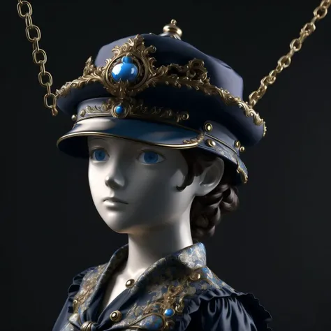 <lora:porcelain_gzhel_black:1.0>, (black porcelain, Gzhel, rococo:1.0),
hat, highres, sailor hat, swing