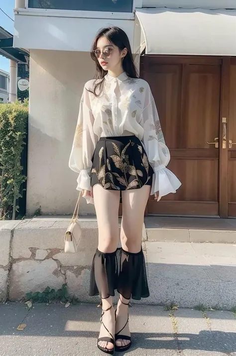 (full_body:1.3),stand,xinzhongshi,transparent shirt,(patterned clothes:1.3),<lora:1.5_perfect hands:0.8>,<lora:chinese-girl:0.7>,<lora:è
¿-000001:0.5>,the perfect hand,<lora:perfect hands:0.8>,arm,v_legs,white shirt,medium_skirt,standing,audience oriented,generous,embroidery,xinzhongshi3,high quality,highres,super clear,16k,hud,in the outdoor,realive,realistic,realistic,color matching,<lora:xinzhongshi3:0.7>,(pantywear:1.4),(perspective trouser skirt:1.4),(embroidered pant skirt:1.3),(shorts:1.4),, best quality, masterpiece, (photorealistic:1),ultra high res,highres,, illustration. media, delicate,8k wallpaper,soft light,official art, (realistic:1.2),1girl,