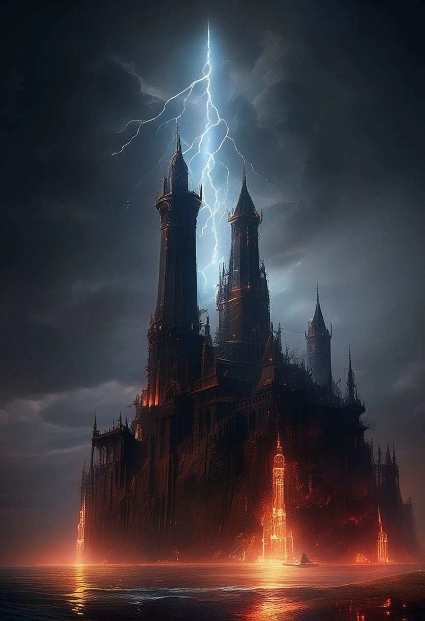 epic and detailed digital art, grim dark epic fantasy landscape, dark very high tower, red elements, gloomy tower in the middle of a sea storm, crows, heavy sea storm with thunder, evil magical aura around a huge tower in the middle of the sea, gothic architecture, deep dark colors, mysterious, atmospheric, (((gray+ background))), cold colors palette lighting, intricately detailed, meticulous attention to details, best quality, Carne Griffiths, Leonid Afremov, Clayton Crain, Simon Bisley, fantasy aesthetic, epic cinematic composition, trending on Artstation, 3d, 4 post processing, grim-dark fantasy art dreamy, glowing neon glare, backlit, glamour, shadows, smoothness, ultra high definition, 8k, unreal engine 5, super sharp focus, intricate masterpiece art, golden ratio, popular on artstation, very detailed, bright
masterpiece, best quality, hyper detailed, ultra detailed, ultra high definition, 8k, unreal engine 5, super sharp focus, intricate masterpiece art, golden ratio, popular on artstation