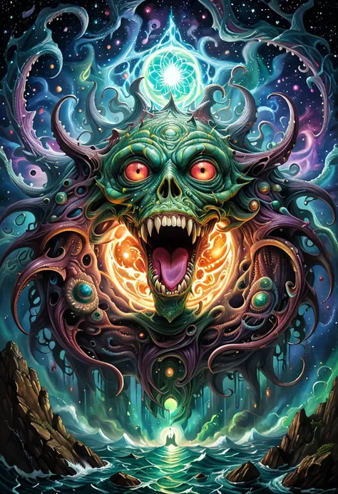 Lovecraftian Horror,famous artwork by (victoria francs:1.3) and (lars grant-west:1.2) and Alex Gray, detailed expressive eyes, fantasy style, the segmented gluglodder, a truly mysterious creature, with shmarfeling scales that change colors as it skriffles, here it is shown emerging from a magical portal amidst the swirling starlit made in abyss and ethereal warbletwirl of planet nebuchanezzer,
poster art, bold lines, expressive drawing, award winning,(intricate details, masterpiece, best quality:1.4)
looking at viewer,dynamic pose, wide angle view
<lora:add-detail-xl:1>,<lora:xl_more_art-full_v1:0.5>