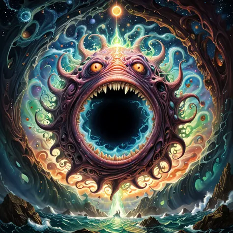 Lovecraftian Horror,famous artwork by (victoria francs:1.3) and (lars grant-west:1.2) and Alex Gray, detailed expressive eyes, fantasy style, the segmented gluglodder, a truly mysterious creature, with shmarfeling scales that change colors as it skriffles, here it is shown emerging from a magical portal amidst the swirling starlit made in abyss and ethereal warbletwirl of planet nebuchanezzer,
poster art, bold lines, expressive drawing, award winning,(intricate details, masterpiece, best quality:1.4)
looking at viewer,dynamic pose, wide angle view
<lora:add-detail-xl:1>,<lora:xl_more_art-full_v1:0.5>