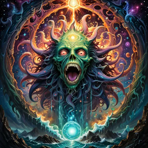 Lovecraftian Horror,famous artwork by (victoria francs:1.3) and (lars grant-west:1.2) and Alex Gray, detailed expressive eyes, fantasy style, the segmented gluglodder, a truly mysterious creature, with shmarfeling scales that change colors as it skriffles, here it is shown emerging from a magical portal amidst the swirling starlit made in abyss and ethereal warbletwirl of planet nebuchanezzer,
poster art, bold lines, expressive drawing, award winning,(intricate details, masterpiece, best quality:1.4)
looking at viewer,dynamic pose, wide angle view
<lora:add-detail-xl:1>,<lora:xl_more_art-full_v1:0.5>