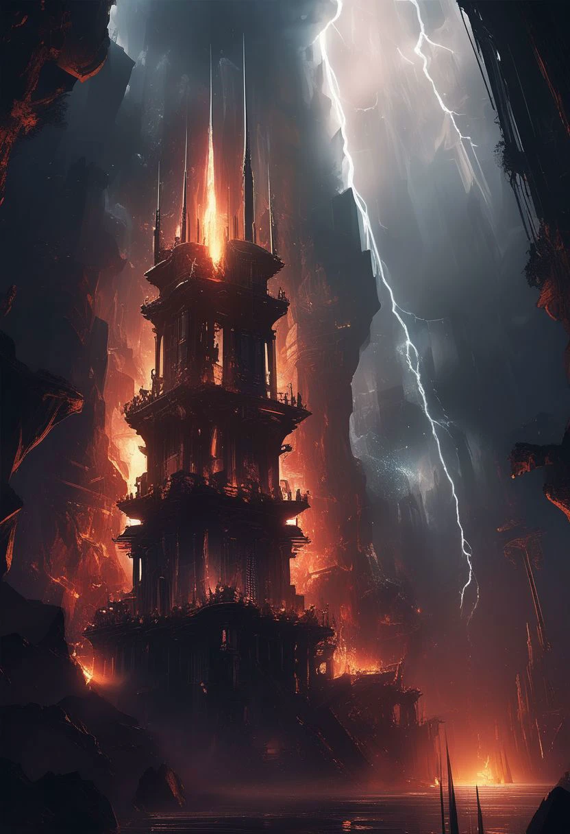 epic and detailed digital art, grim dark epic fantasy landscape, dark very high tower, red elements, gloomy tower in the middle of a sea storm, crows, heavy sea storm with thunder, evil magical aura around a huge tower in the middle of the sea, gothic architecture, deep dark colors, mysterious, atmospheric, (((gray+ background))), cold colors palette lighting, intricately detailed, meticulous attention to details, best quality, Carne Griffiths, Leonid Afremov, Clayton Crain, Simon Bisley, fantasy aesthetic, epic cinematic composition, trending on Artstation, 3d, 4 post processing, grim-dark fantasy art dreamy, glowing neon glare, backlit, glamour, shadows, smoothness, ultra high definition, 8k, unreal engine 5, super sharp focus, intricate masterpiece art, golden ratio, popular on artstation, very detailed, bright
masterpiece, best quality, hyper detailed, ultra detailed, ultra high definition, 8k, unreal engine 5, super sharp focus, intricate masterpiece art, golden ratio, popular on artstation