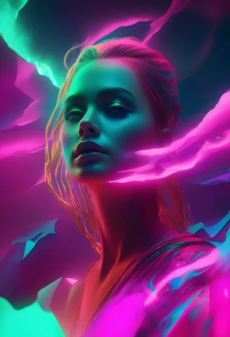 Very bright neon mountain with pastel neon colors and intricate contrasts, emerald turquoise sky with unreal neon colors in very high resolution, masterpiece, best quality, hyper detailed, ultra detailed, ultra high definition, 8k, unreal engine 5, super sharp focus, intricate masterpiece art, golden ratio, popular on artstation