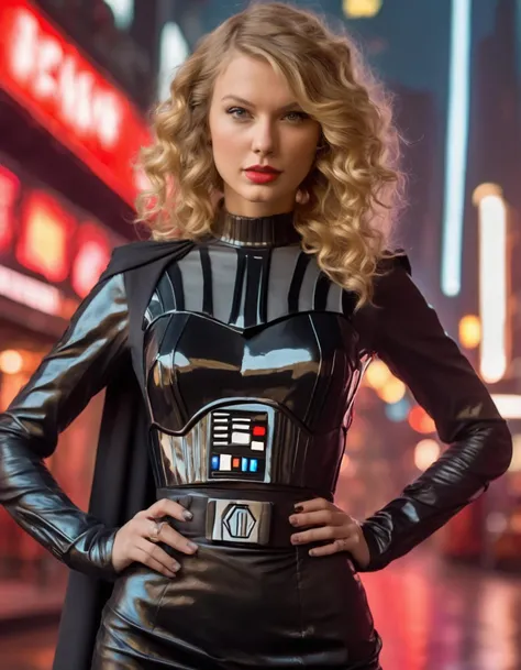 3d model of (ohwx woman) <lora:taylor_lora_sdxl_v1-000008:1> wearing a dress inspired by darth vader, highly detailed and realistic 4k octane render unreal engine 5 trending on artstation hq. intricate portrait with many details digital artwork red background bokeh pixar 8K in style cyberpunk 2077 colors neon surrealism photorealistic highlights & shadow depth painting 3D rendered movie still photo-real delicate ceramic black plastic texture white scene bioluminiscence iridescent atlantis face ocean misty water reflectionomas kinkade futuristic metropolis film no