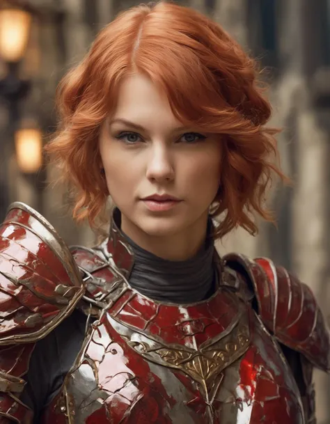 masterpiece, best quality, extremely detailed, intricate, elegant (ohwx woman) <lora:taylor_lora_sdxl_v1-000008:1> , cinematic, textured, detailed lighting, cute, half elf paladin, (short straight hair, red hair:1.15), (elf ears:1.13), (revealing armour:1.2) face focus, bust, looking at viewer, (extremely detailed CG unity 8k wallpaper), trending on ArtStation, trending on CGSociety, Intricate, High Detail, sharp focus, detailed face, painting art by midjourney and greg rutkowski, exposed midriff
