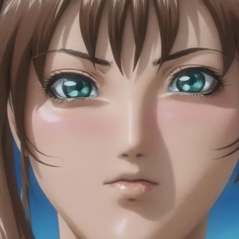 Hyperrealistic art of  <lora:BB_Kurumi Imari :1> Hyperrealistic
Kurumi Imari a close up of a surprise woman person with blue eyes,1girl,solo,looking at viewer,blue eyes,brown hair,hair between eyes,male focus,sweat,parted lips,teeth,close-up,meme,brown hair,long hair,pony tail,eroge,anime,manga,nsfw,Adult animation,explicit,Original video animation,Baiburu Burakku style,Bible Black style green_eyes, eroge,anime,manga,nsfw,Adult animation,explicit,Original video animation, Baiburu Burakku style, Bible Black style, Extremely high-resolution details, photographic, realism pushed to extreme, fine texture, incredibly lifelike