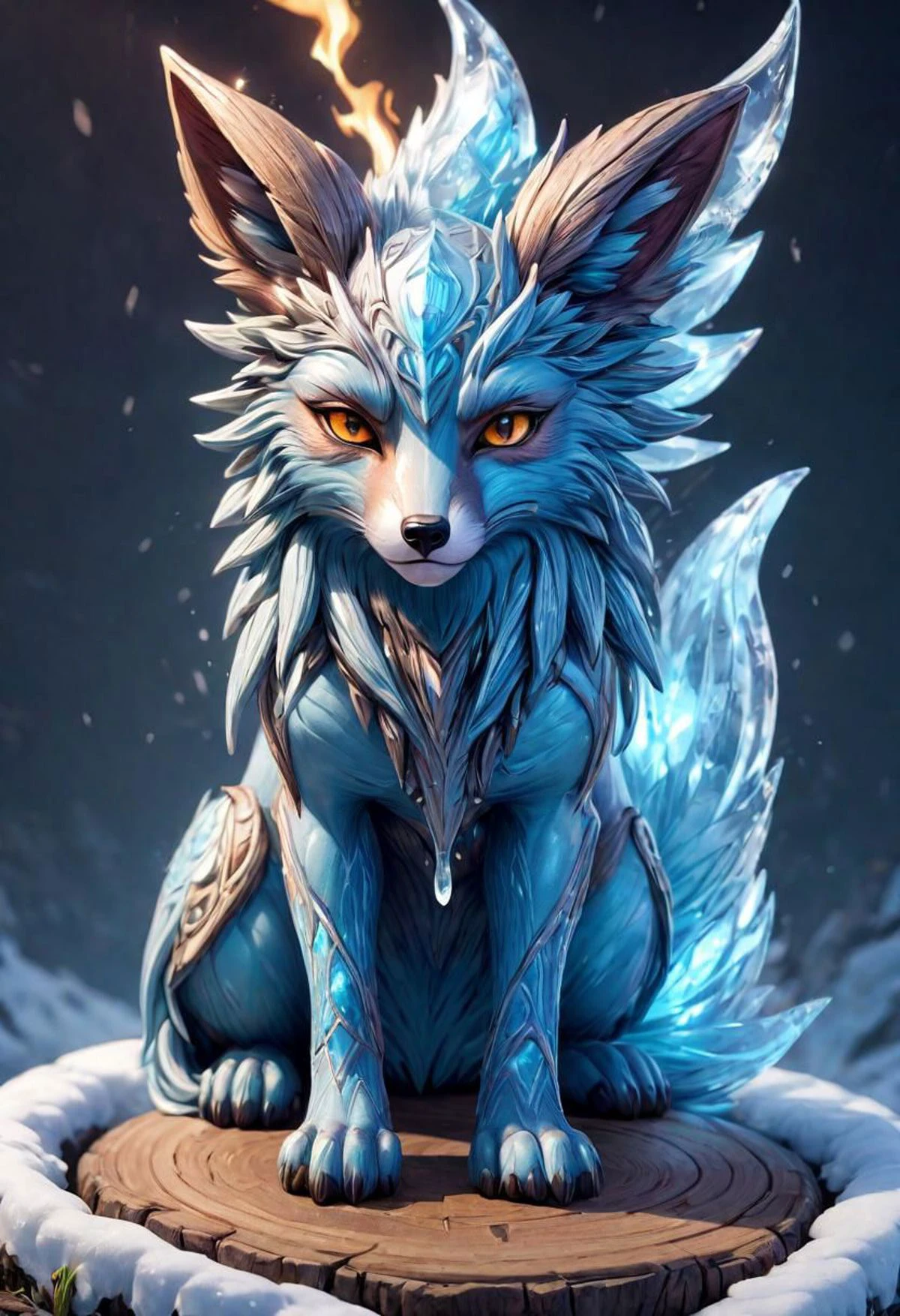 masterpiece, best_quality, ultra-detailed, very detailed, nsfw, shallow depth of field, (skin texture), (realistic texture skin),
isometric style (menacing ice fox totem) <lora:LoromXL_Druidic_Naturalism:0.6>, vibrant, stunningly beautiful, crisp, detailed, sleek, ultramodern, warm natural highlights, dark aquamarine shadows, high contrast, luminous reflections, rtx on, subsurface scattering, dynamic hdr tone mapping, volumetric lighting, screenspace reflection, Physically-Based Rendering, Unity Wt environmental water . vibrant, beautiful, crisp, detailed, ultra detailed, intricate
covered in druidic ice armour, luminous reflections, rtx on, subsurface scattering, dynamic hdr tone mapping, volumetric lighting, screenspace reflection, Physically-Based Rendering, environmental water