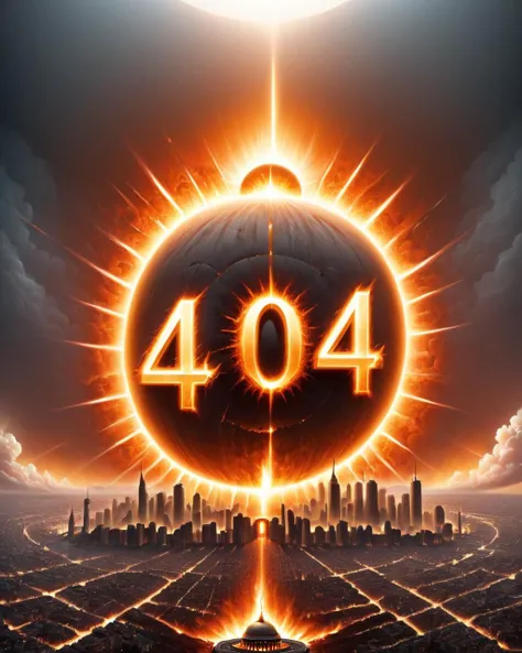 <lora:Harrlogos_v1.1:1> <lora:404ra_v4.0.4:1>, 404 text logo, digital art, golden ratio, award winning, surreal, soft, fascinating, pop art, perfect lines, 2d animation (nuclear explosion in distance) , movie poster, cinematic, disaster scene, (Elysium, Skyscraper, Hagia Sophia) on fire, (blazing:1.2)