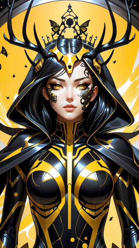 anime girl, anime waifu, anime goth girl, 1girl, 8k portrait of cyborg man with chaos hair, intricate, elegant, highly detailed, majestic, muscular, digital photography, art by artgerm and ruan jia and greg rutkowski surreal painting black butterfly filigree, broken glass, (masterpiece, side lighting, finely detailed beautiful eyes: 1.2), hdr, female, girl, sexy girl, 1man, good shape, a surreal paint splatter painting of the king in yellow wearing a cloak and a mask, antlers, crown, cosmic background, gold and white and black color scheme, a bad woman in a futuristic suit with a ((skeleton head)) ((which disintegrates)), cybernetic, cyberpunk art, computer art, detailed eyes, (highly detailed skin:1.2), (realistic lighting:1.1), (realistic shadows:1.1), ((best quality)), (detailed), 8k uhd