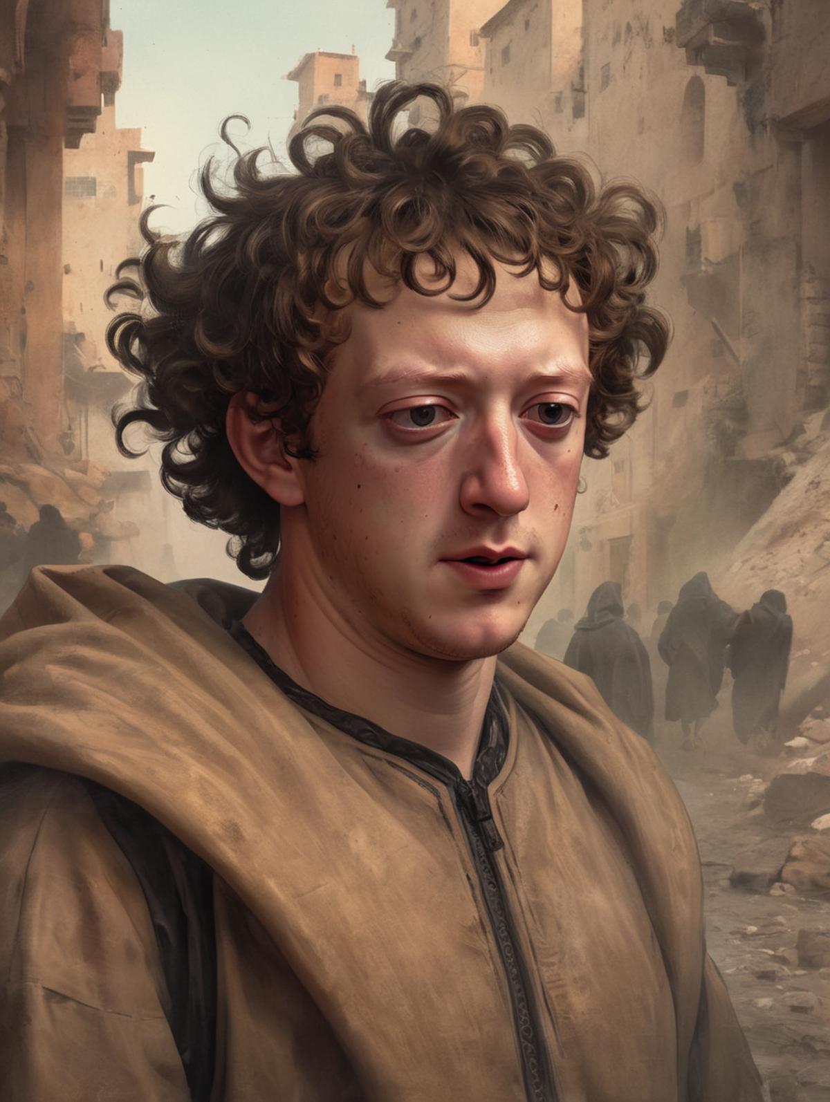 A close up of a man with a hoodie on in a street - SeaArt AI