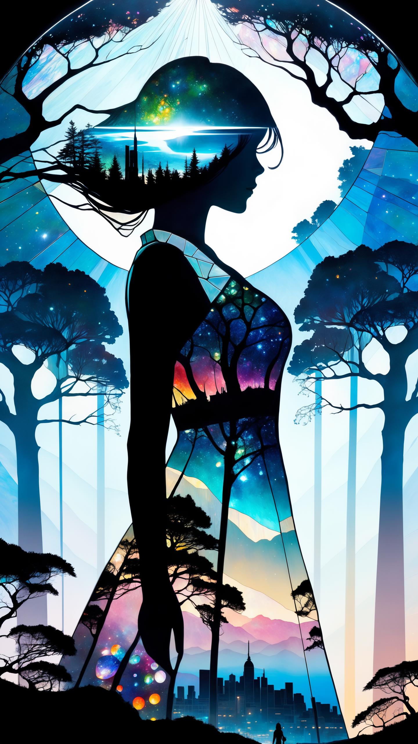 A woman in a dress is standing in front of a full moon - SeaArt AI