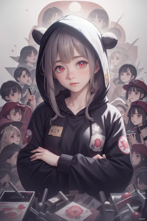 1girl,
HDR, UHD, 8K, Highly detailed, ultra-fine painting, extreme detail description, Professional, cinematic, cinematic_lighting, reality_ray_tracing, solo, STOKYO, STSmatsuri, tsuchinoko, kigurumi, white hoodie, red eyes, white background, chopsticks, shuka high school uniform, looking at viewer, hoodie, closed mouth, school uniform, kagurabachi pose \(meme\), cosplay, armrest, meme, multiple persona, simple background, no headwear, hood, blonde hair, crossed arms, parka, heyl \(cosplay\), long sleeves, upper body, long hair,
best quality, masterpiece, highres, absurdres
<lora:PAseer-SD15-LCM Quick:1> <lora:STOKYO_matsuri_V1_1_MIDD:1:lbw=BG> <lora:ip-adapter-faceid-plusv2_sd15_lora:1>
