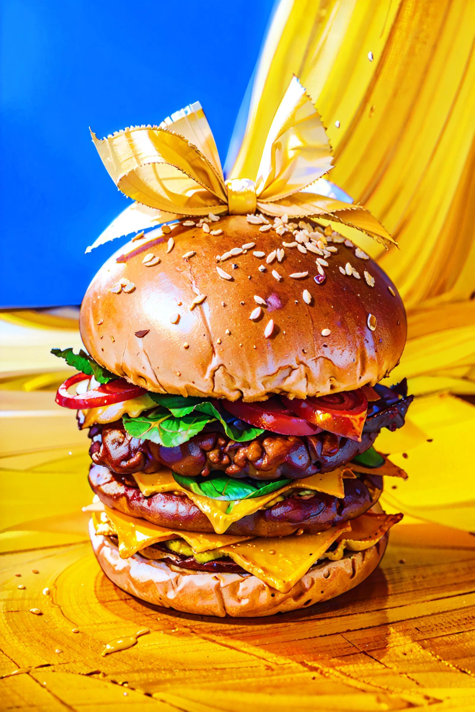 ((best quality, masterpiece, absurdres, super-resolution)) fast foods, yellow, blue <lora:PRIMARY-CORE_v1.0:1>
