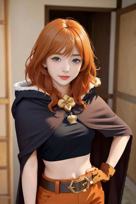 masterpiece, highres, high resolution, best quality, high quality, detailed face, photorealistic
muimi, orange hair, crop top, cloak, shorts, hood, crop top, messy hair, navel, light smile, gloves, light smile, hands on hip, <lora:Muimi:0.8>
sfw, 1girl, solo, little girl, japanese girl, japanese idol, j-pop idol, beautiful, cute, beautiful face
ulzzang-6500-v2.4, PureErosFace_a2-450-1000,