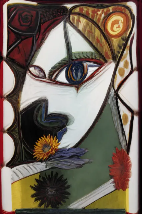 1girl, self-portrait, flower, <lora:copax_painting_style_1:1.8>