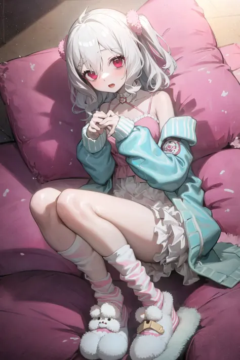 (masterpiece, best quality), (1girl, solo),
<lora:chiyuuVR_a5:0.7>, vr-chiyuu, jacket, socks, slippers