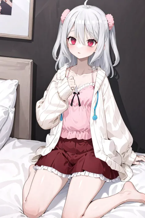 (masterpiece, best quality), 1girl, solo, bedroom
<lora:chiyuuVR_all:0.6>, chiyuu-camisole, cardigan, barefoot, two side up