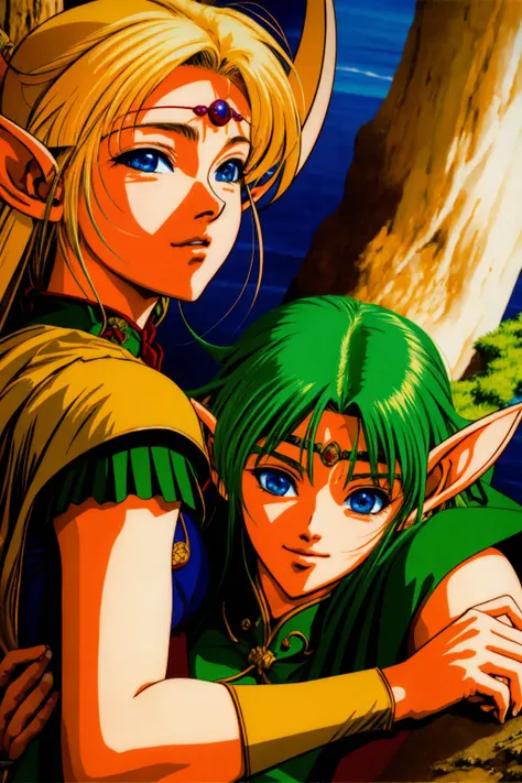 yuuki nobuteru, 1990s \(style\), 1girl,  elf, island of  lodoss
masterpiece, high quality, 8k   <lora:yuukiNobuteru1990_offset:1>
