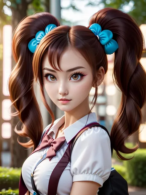 cinematic photo beautiful woman with mega twintails <lora:xl_n15g_aio_hairstyles-1.0:0.6>, cute, schoolgirl . 35mm photograph, film, bokeh, professional, 4k, highly detailed