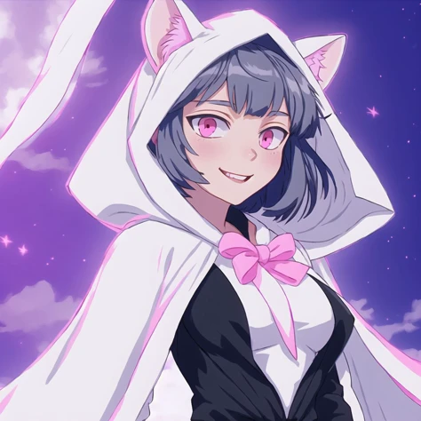 <lora:avas_retro_06-04:1>,
+ +, 1girl, animal hood, bangs, black robe, blue hair, blunt bangs, breasts, capelet, cat hood, closed mouth, cowboy shot, digimon \(creature\), grey hair, habit, hair between eyes, hair over one eye, hood, long hair, long sleeves, looking at viewer, medium breasts, mouse hood, multiple girls, own hands together, pink eyes, rabbit hood, robe, short hair, sidelocks, sistermon blanc, sistermon ciel, small breasts, smile, standing, white capelet, white robe