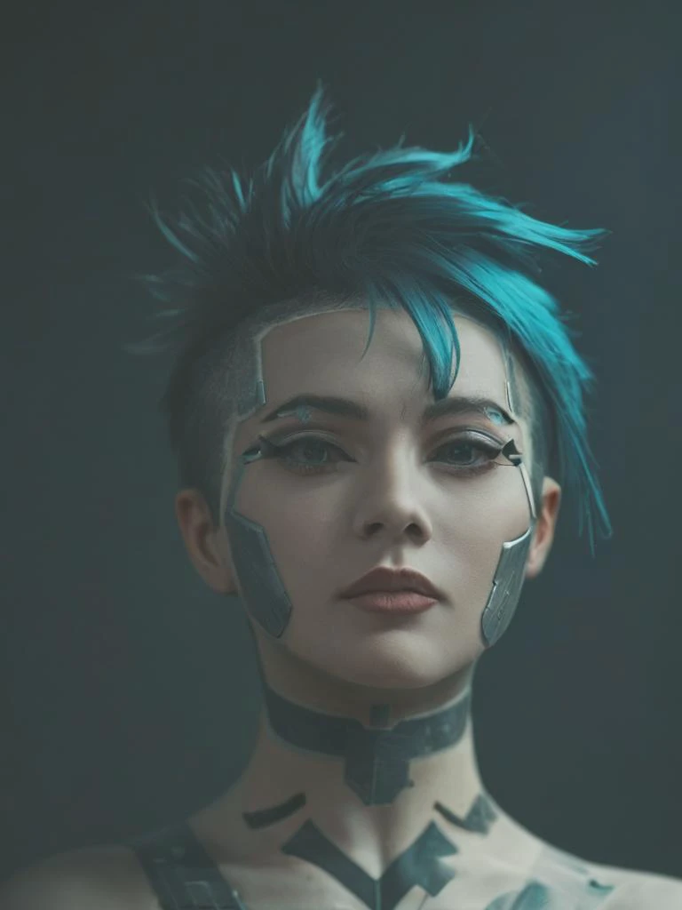 score_9,score_8_up,score_7_up,score_6_up,score_5_up,score_4_up,cyberpunk, anime, Cyber Punk cyborg hacker woman portrait, highly detailed Mayhem style splattered Silhouette, background bizarre techno ghetto transmission, style minimalist, conceptual art posing Japanese, conceptual, 2d render, illustration, cinematic, photo epic action, cinematic, award winning artwork, many details, patterned illumination, bad VHS tape image artifacts
<lora:CPA:1>,<lora:STSFLUXBIG:1.3>