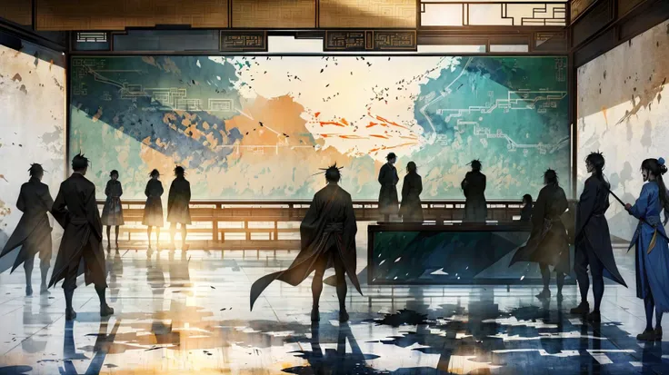 <lora:splashing ink_20230807094909-000018:0.2>, silhouette and shadows of a mob of ancient chinese philosophers shouting and arguing inside a {classroom | ancient chinese courtyard} Silhouettes and shadows of teachers and students shouting in ancient academies in debate, Hundred Schools of Thought in ancient china, demarcated lines on a worn out battlefield map, masterpiece, academic battles, silhouettes and shadows of people shouting
<lora:add_detail:0.6> <lora:LAS:0.6> <lora:æ¦ä¾ V1:0.6> <lora:hairdetailer:0.4> <lora:DW-000008:0.2>