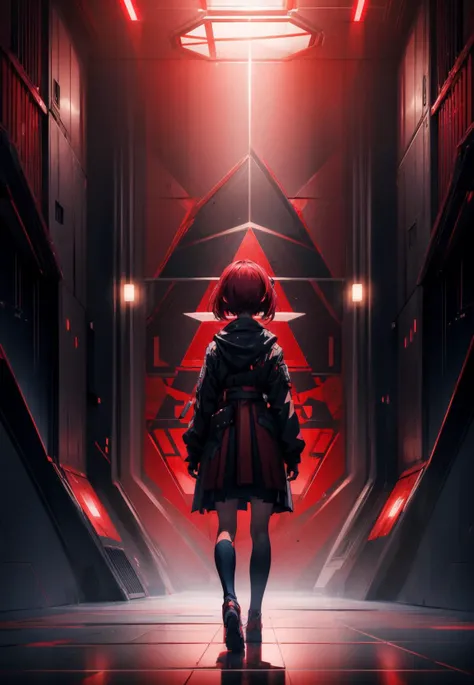 anime closing, (1girl), solo, a dreamscape aesthetic in Cobalt red theme atmosphere, mosaic background, happy, hexagonal, polygonal, (wallpaper style), trailer, cinematic, screencap, still shot, true perception, comfortable, <lora:add_detail:0.8>