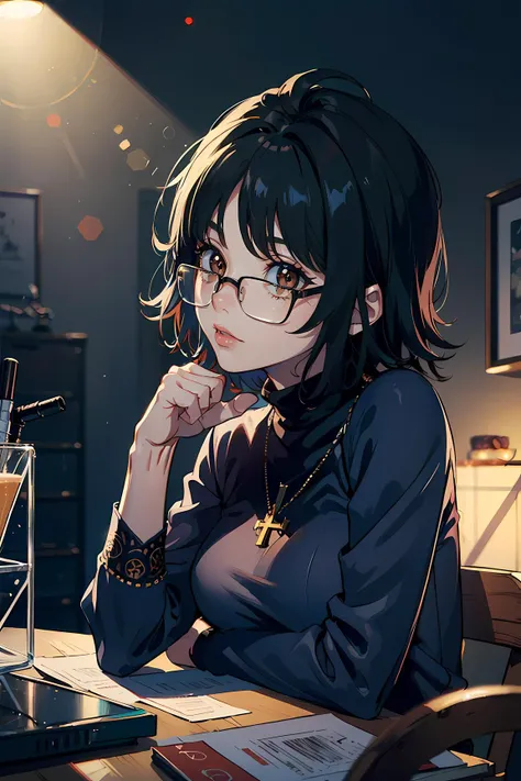 (masterpiece:1.5), best quality, (intricate details:1.3), RAW color photo, 8k, ultra high res, perfect artwork, official art, splash art, sharp focus,
(18 years old:1.2), 1girl, teenage, (extremely detailed face,skin), shizuku masuraki, brown eyes, glasses, cross necklace, black short turtleneck, long sleeves, jeans, spider tattoo , arm wrestling, a vacuum cleaner in one's hand,
auction house, public, crowd, dynamic lighting, lens flare,<lora:epiNoiseoffset_v2:0.2> <lora:hxh_shizuku-10:0.8> <lora:detailed_eye-10:0.5>