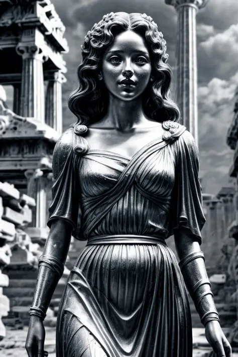 masterpiece,best quality,absurdres,high details,8K,photorealistic,at distance,cowboy shot,(playful gaze, smirking, radiant smile:1.1),
aphrodite,
amazing body,
(ancient greek architecture,ruins, abandoned city background:1),complex background,<lora:GreekClothes:1>,(greek clothes:1.4),<lora:Concept_-_More_Details_v1.0:1>,<lora:silvercarvingcd:0.8>,silvercarvingcd,, intricate, elegant, highly detailed, symmetry, magical atmosphere, sharp focus, majestic, very coherent, radiant, advanced, cinematic, artistic, fine detail, winning, beautiful, stunning, dramatic light, designed, rich deep colors, perfect professional background, ambient, tailored set composition