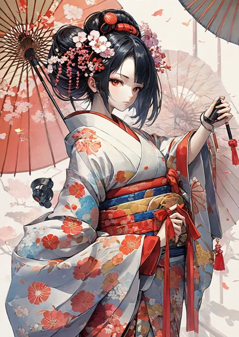 1  girl
mechanical arms
geisha
kimono
 (anime by sui ishida)