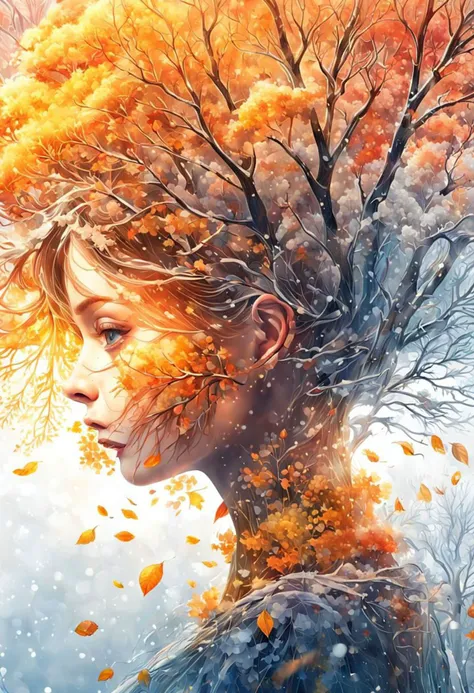 winter, spring, summer, autumn. double exposure,
ultra-sharp detail, ultra HD, realistic, bright colors, softness and magic of transitions, highly detailed drawing in UHD format, perfect composition of double exposure, beautiful detailed complex insanely detailed octane rendering in trend on artstation, 24k