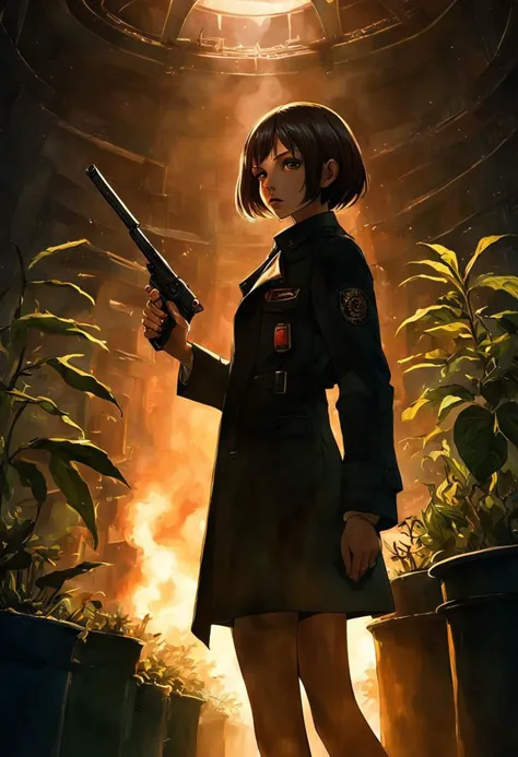 Leon, professional assassin with Mathilda, pot of plant, cool, calm, young, cute, beautiful, Gothic, natural beauty, slim and sexy,
high quality, hyper realistic, HD, 8k, Cinematic Scene, dramatic lighting, cinematic, epic Steven Spielberg still, sharp focus, emitting diodes, smoke, artillery, sparks, racks, system unit, resolution blade runner