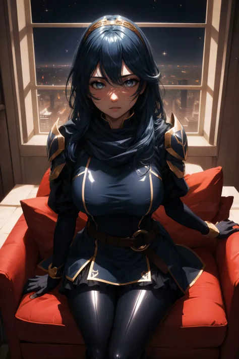 1girl, big eyes, full lips, Aesthetic, (sparkling eyes:1.3), (large breasts:1.3), <lora:thicc_v2.3:0.7> narrow waist,,
<lora:lucina-nvwls-v2:0.7> defLucy, tiara, cape, blue coat, blue scarf, shoulder armor, long sleeves, cuffs, belt, fingerless gloves, black pantyhose, thigh boots, (blue eyes:1.3), blue hair,
BREAK
simple background, (luxurious ballroom scenery:1.3), (luxurious room interior:1.2), red couch, window, (night:1.2), (Sitting on edge pose:1.3), (from above:1.1),
BREAK
(masterpiece), perfect face, detailed face, detailed eyes, (expressive eyes), detailed hands, perfect anatomy, ultra sharp, cinematic light, hyper detailed, illustration, cowboy shot, correct anatomy, <lora:more_details:0.4> <lora:DW:0.4> <lora:w<w[S:0.7> <lora:GoodHands-beta2:1>   <lora:royta v1.1:0.1>