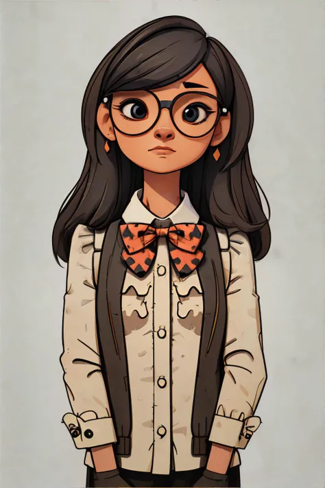 <lora:minimalflatillustration-sd_mai:0.7>, sd mai, flat illustration, woman wearing houndstooth ruffle sleeve shirt, bowtie, || <lora:minimalflatillustration-sd_mai:0.3>, sd mai, flat illustration, masterpiece, 8k, high resolution, shallow depth of field, sharp focus