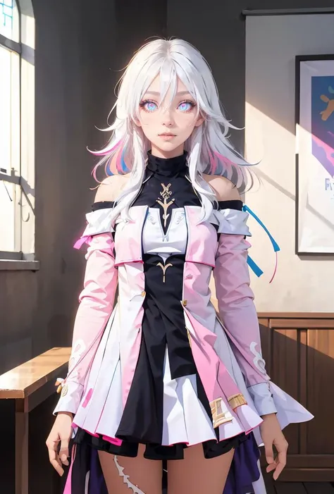 (masterpiece, best quality), 1girl,   <lora:EileenHSR:0.8> EileenHSR, 1girl, solo, long hair, white hair, blue eyes, pink eyes, multicolored eyes, long sleeves, white dress, hair between eyes, bare shoulders, jacket,