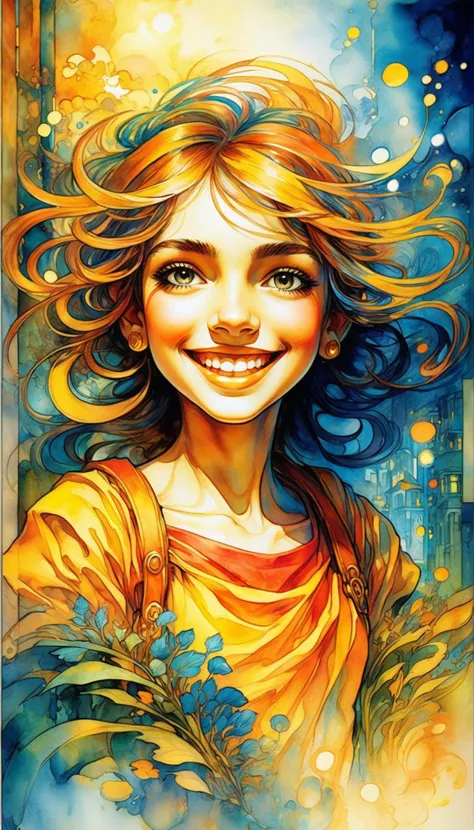 A realistic and atmospheric watercolour fantasy character concept art portrait of the young goddess with an enchanted liminal space in the background,2d game scene,
by rebecca guay,michael kaluta,charles vess and jean moebius giraud. high detail,hq,wide shot,sunny day,<lora:add-detail-xl:1>,